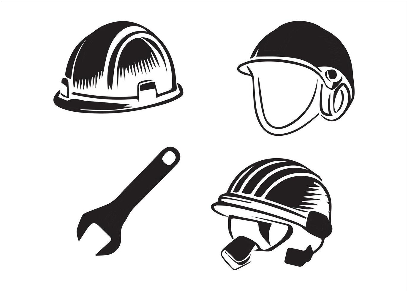 the most popular variety of safety helmets in the world, image in black vector