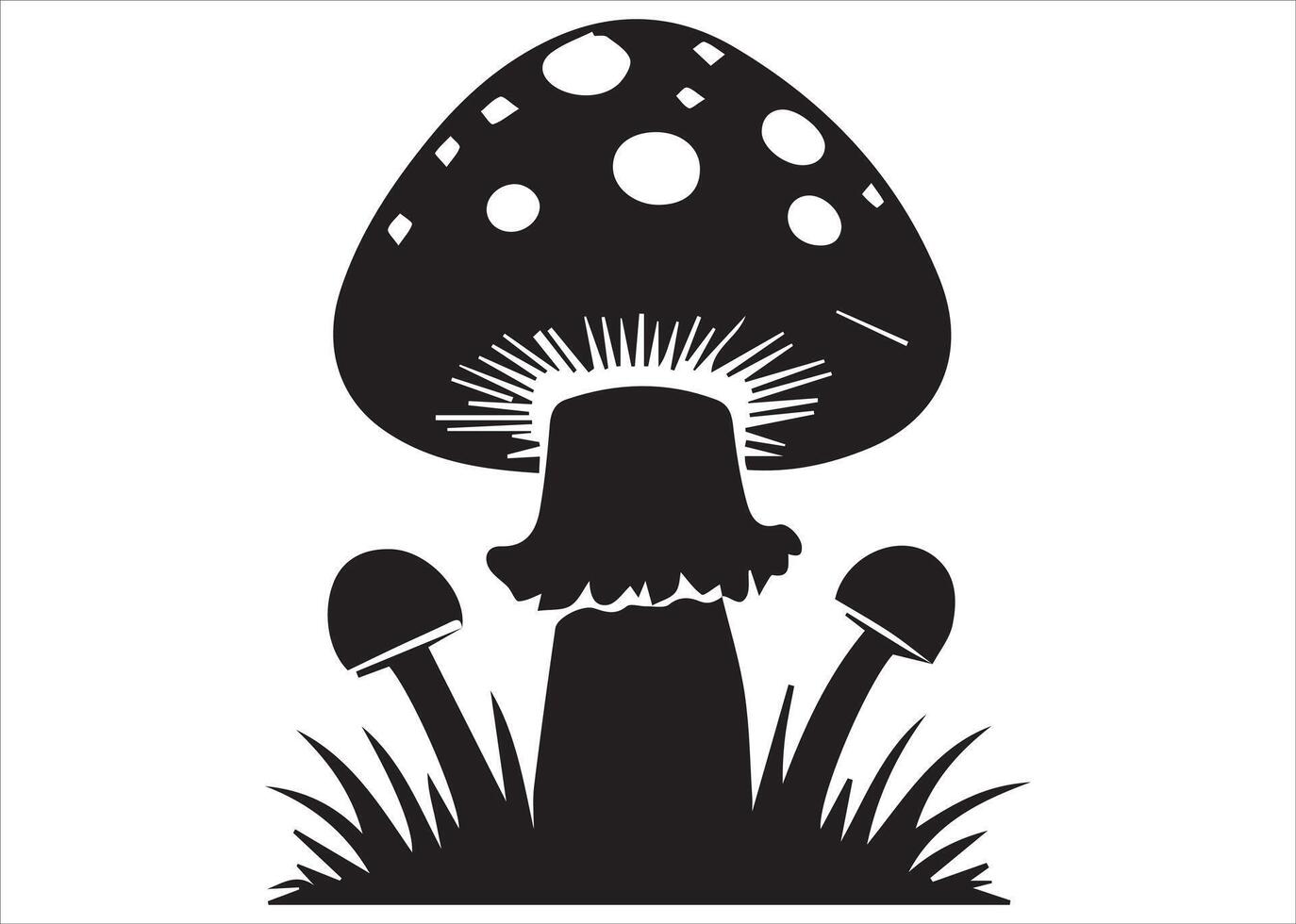 Greaser mushrooms silhouette with rich details and many styles vector