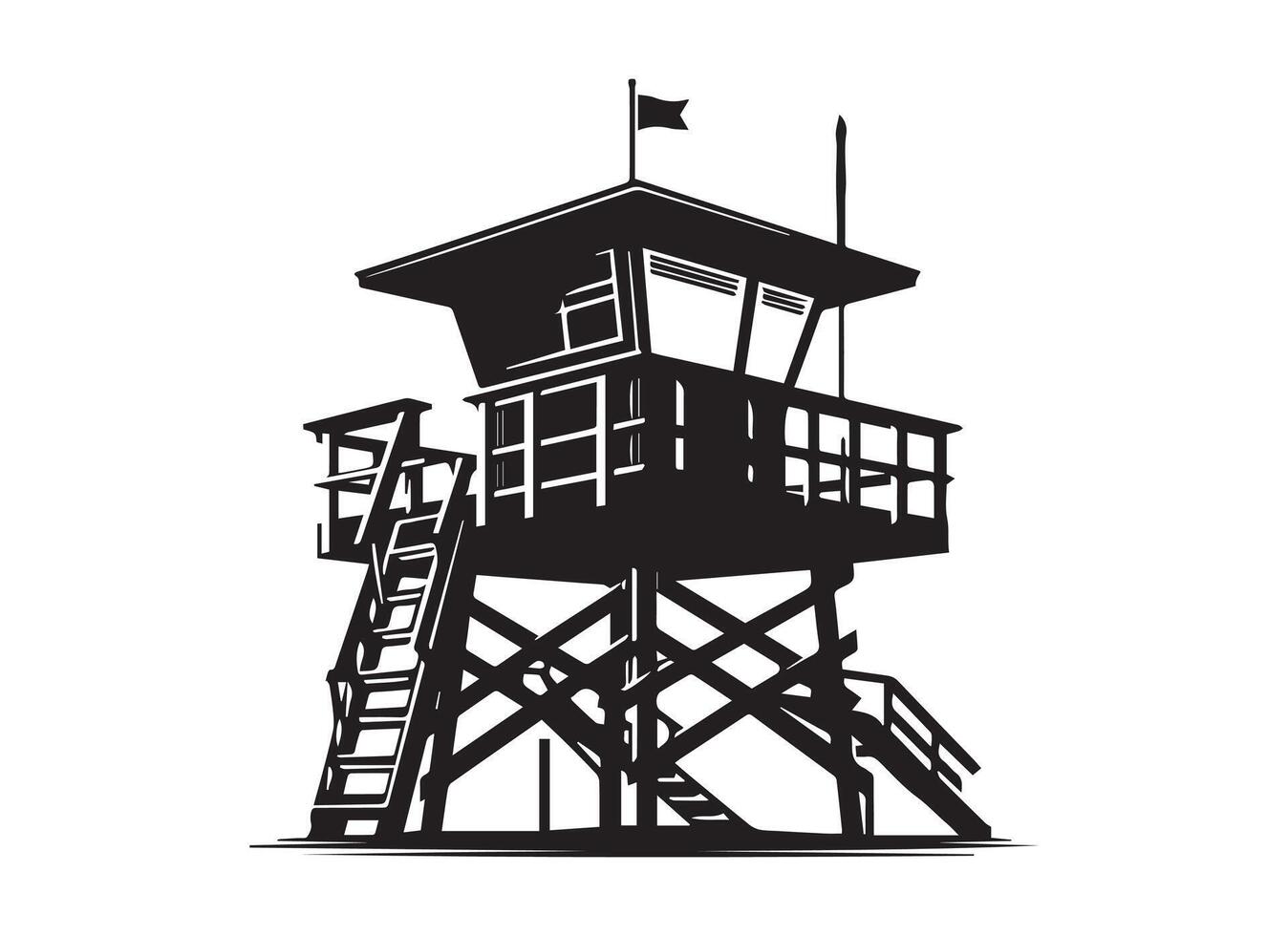 silhouette of a lifeguard tower in black on a white background. vector