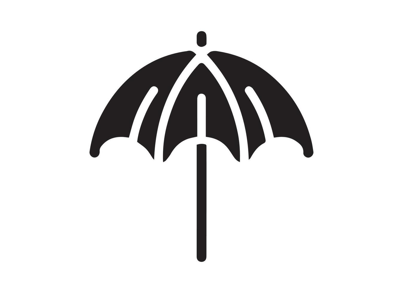 Minimal umbrella icon silhouette, white background vector