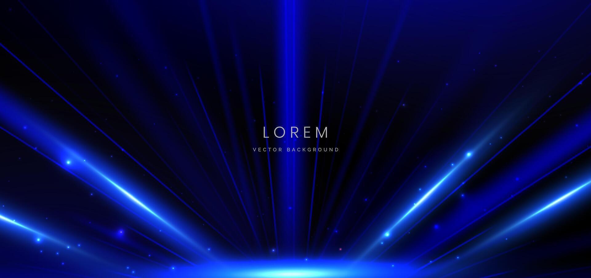 Abstract technology futuristic glowing lines neon blue light ray on dark blue background with lighting effect. vector