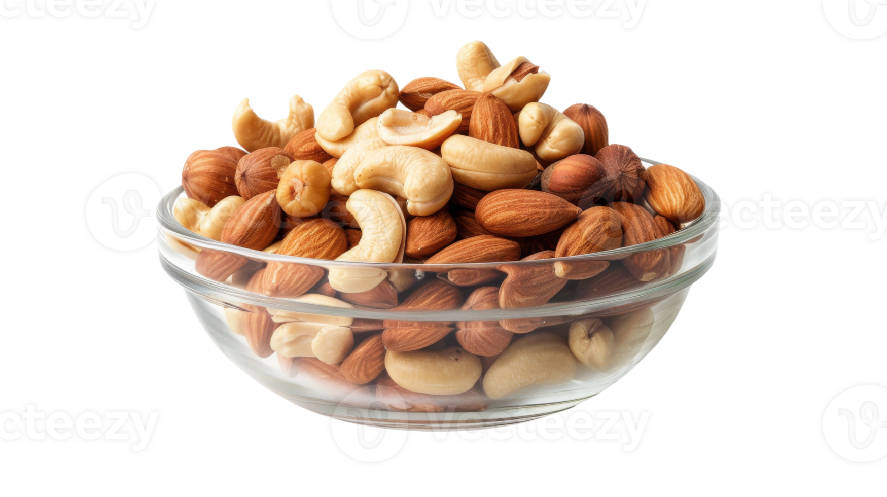 Mixed nuts in bowl on the transparent background, Format png