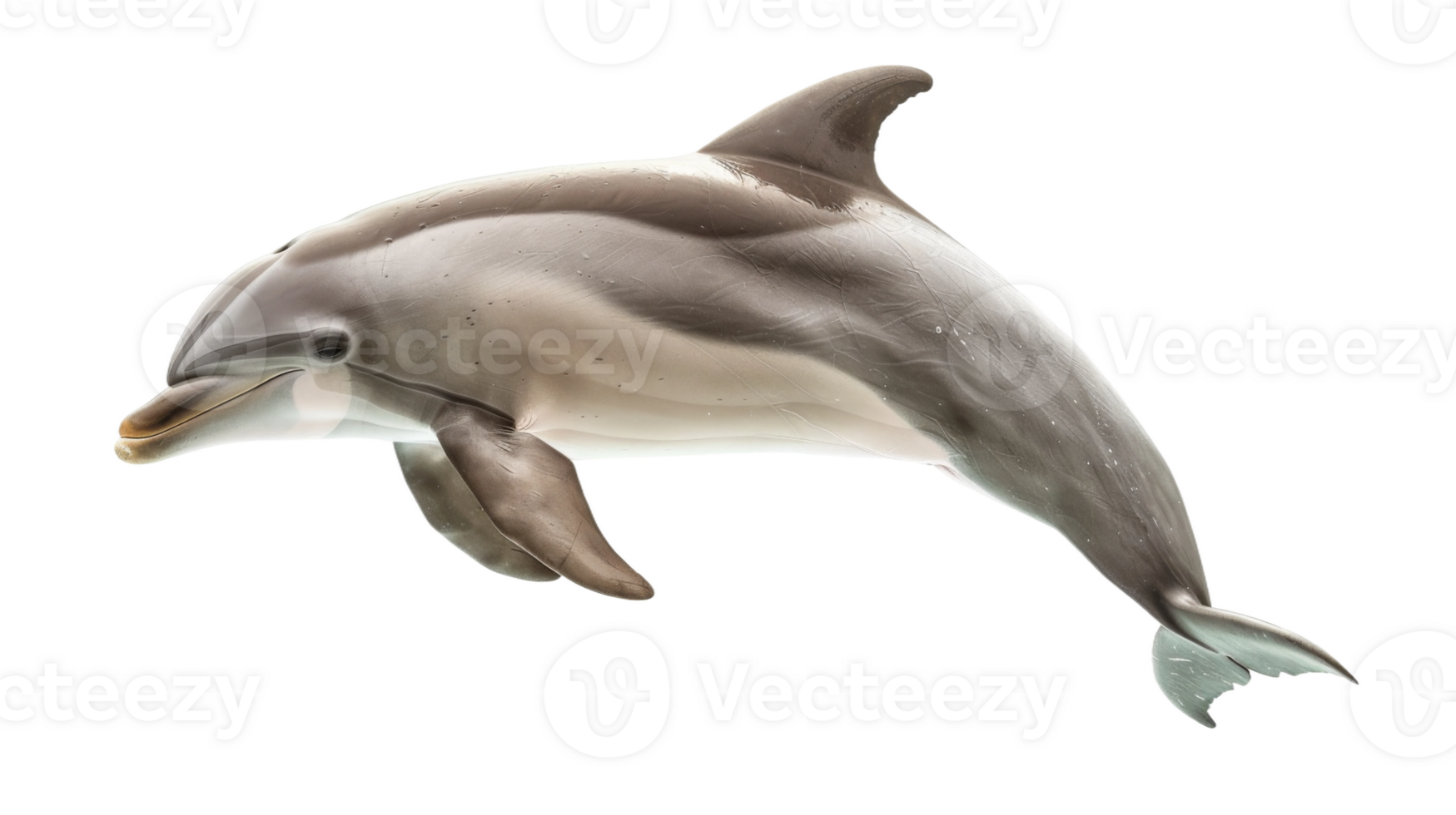 Photo real dolphin on the transparent background, Format png