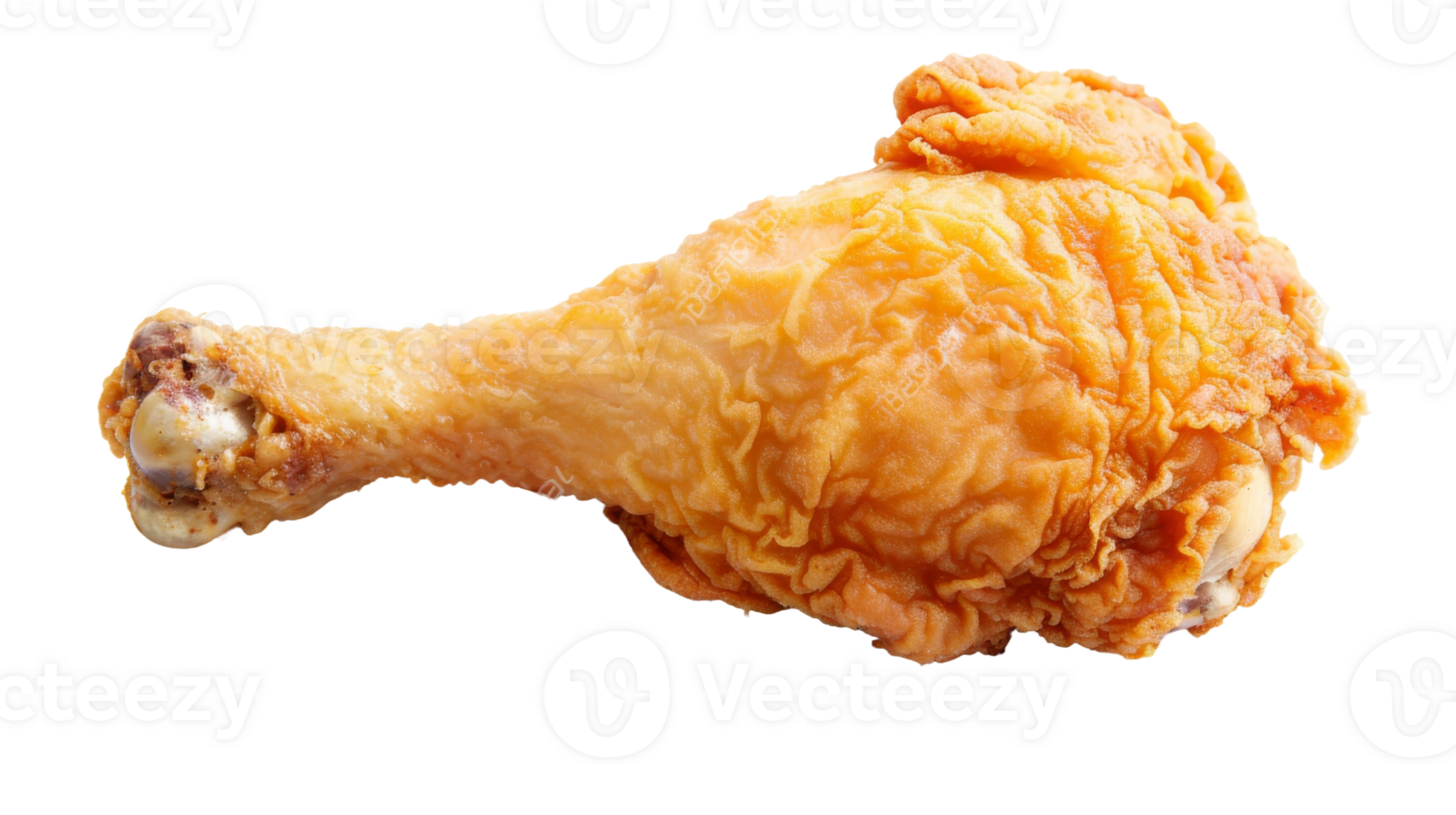 Golden-brown fried chicken leg on the transparent background, Format png