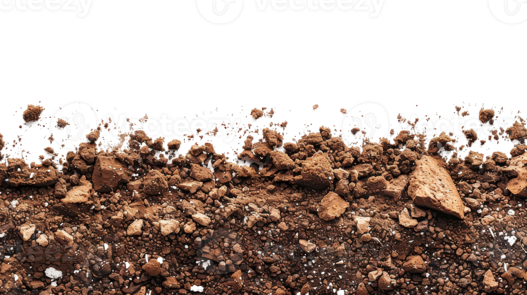 Soil border from a lateral perspective on the transparent background, Format png