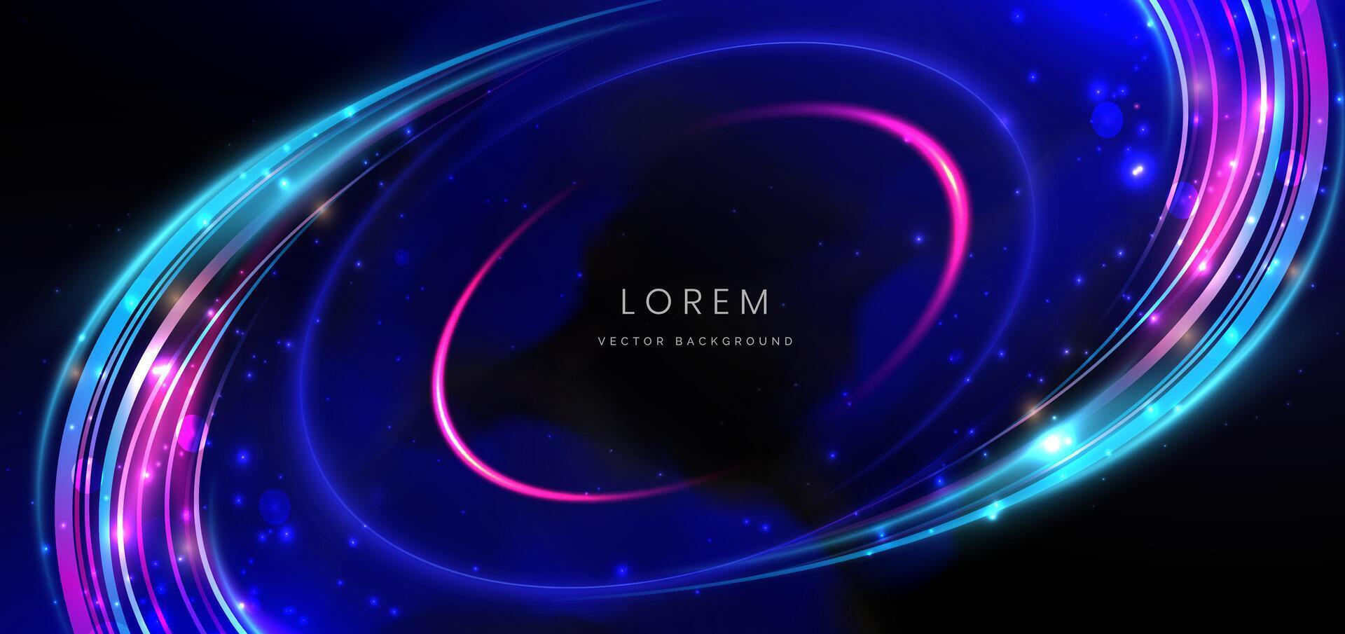 Abstract background luminous swirl neon blue and pink with lighting effect. vector