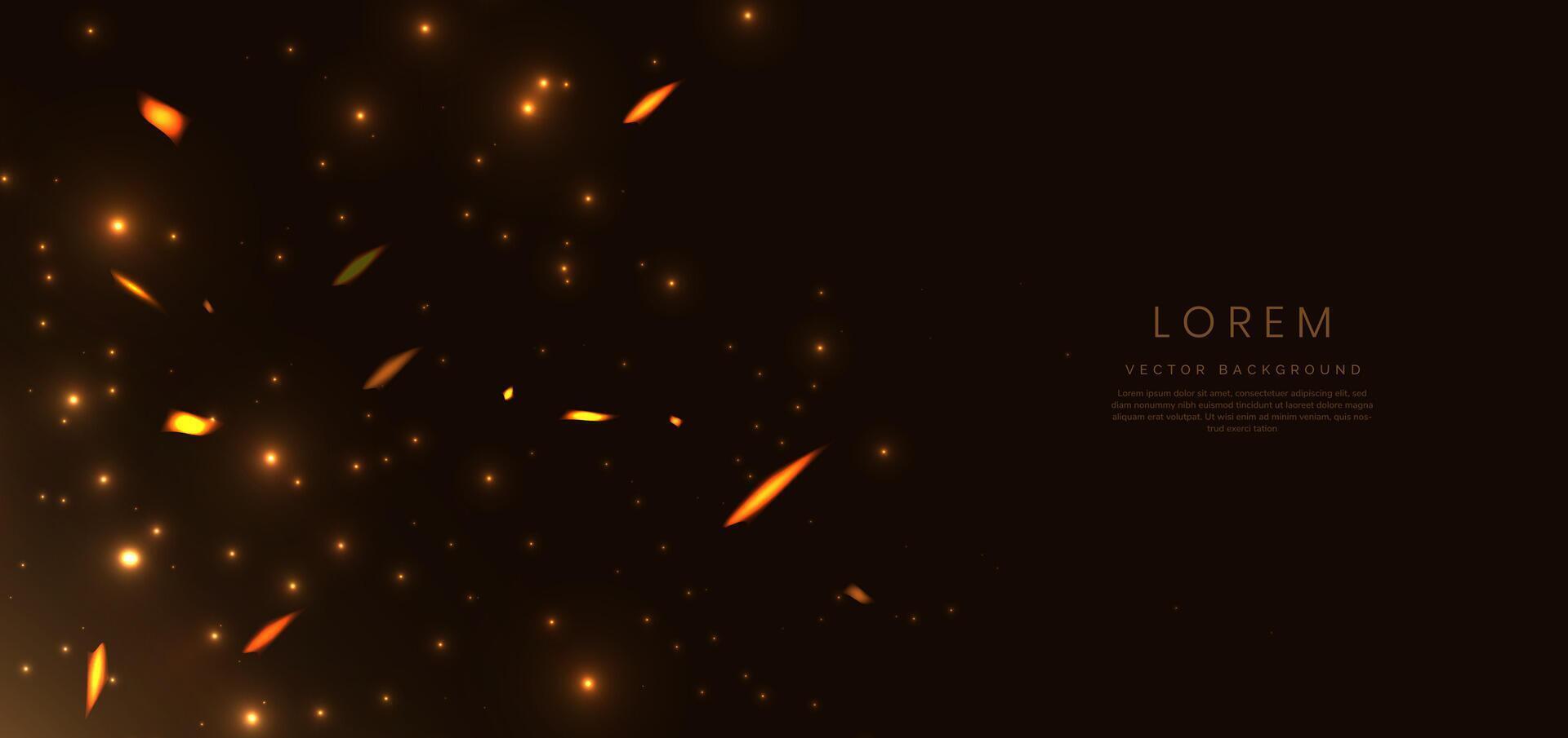 Abstract lighting effect dot neon gold light sparkle on on dark brown background. vector