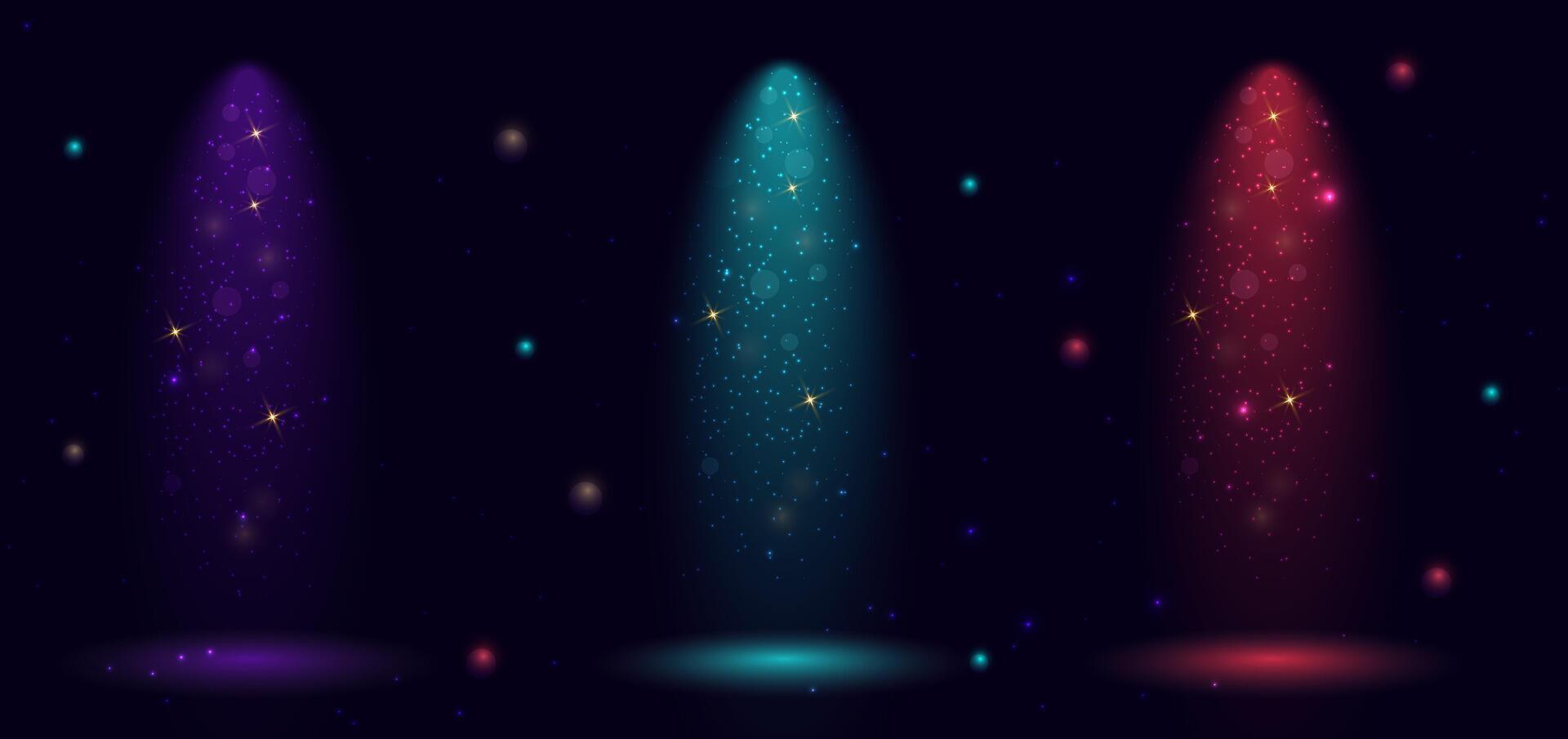 Lighting effect red, blue and purple sparkle. Transprent light effect. vector