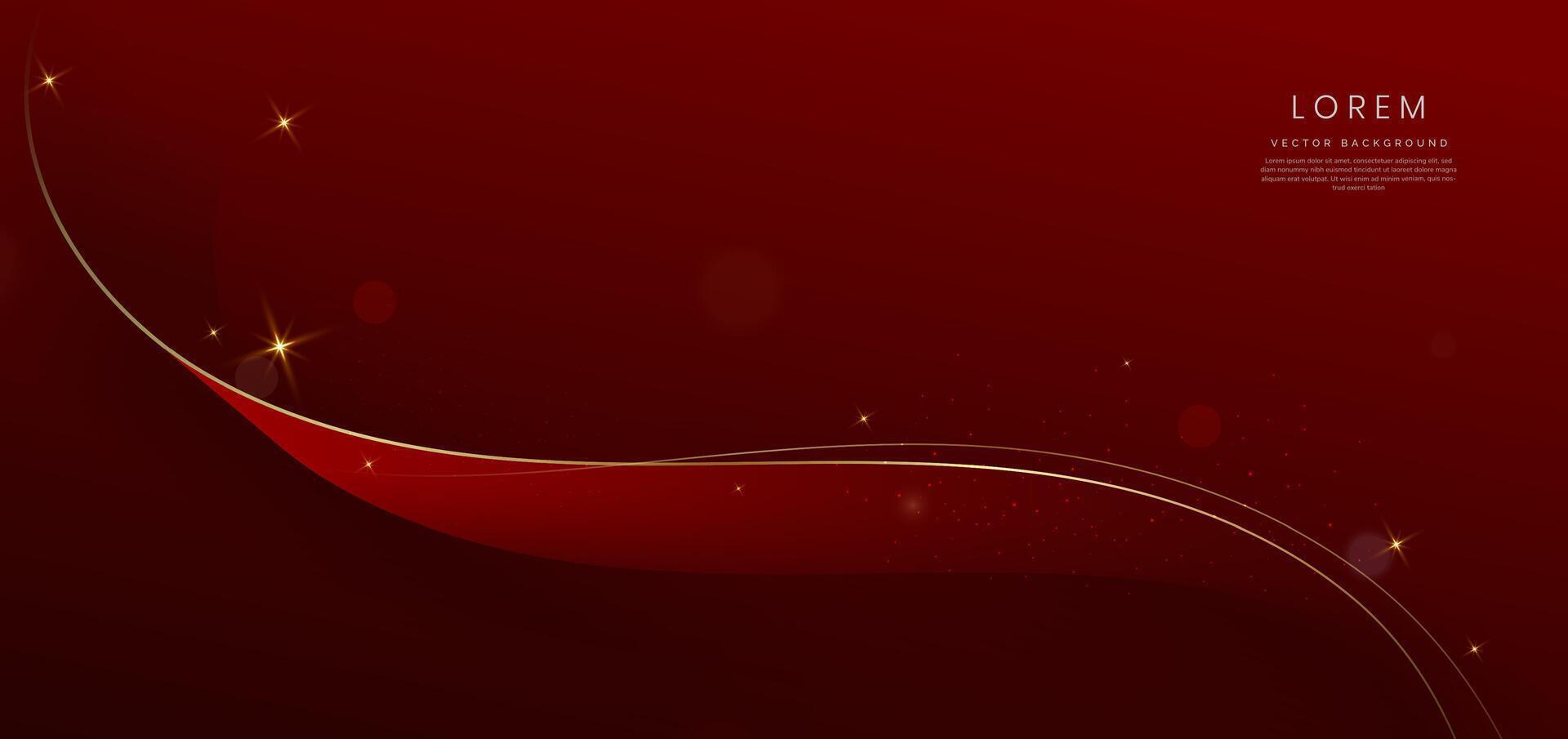 Abstract curved red shape on red background with lighting effect and copy space for text. Luxury design style. vector