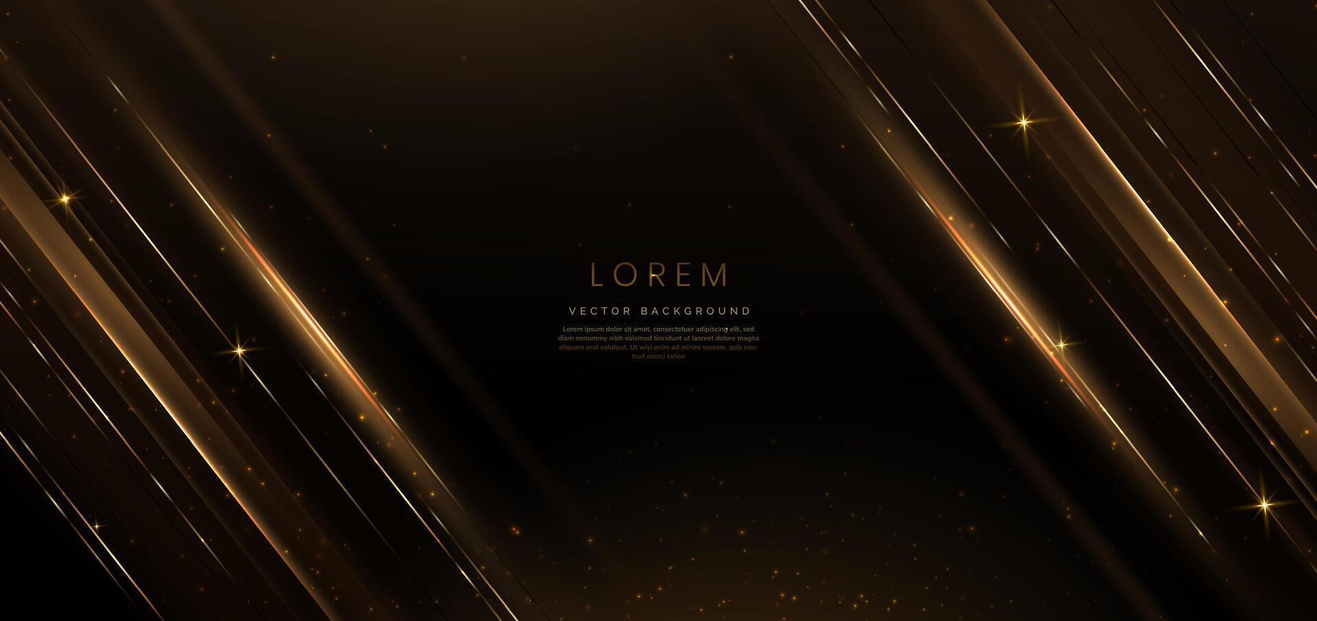 Abstract luxury golden lighting effect glowing on dark brown background and sparkle. Template premium award ceremony design. vector