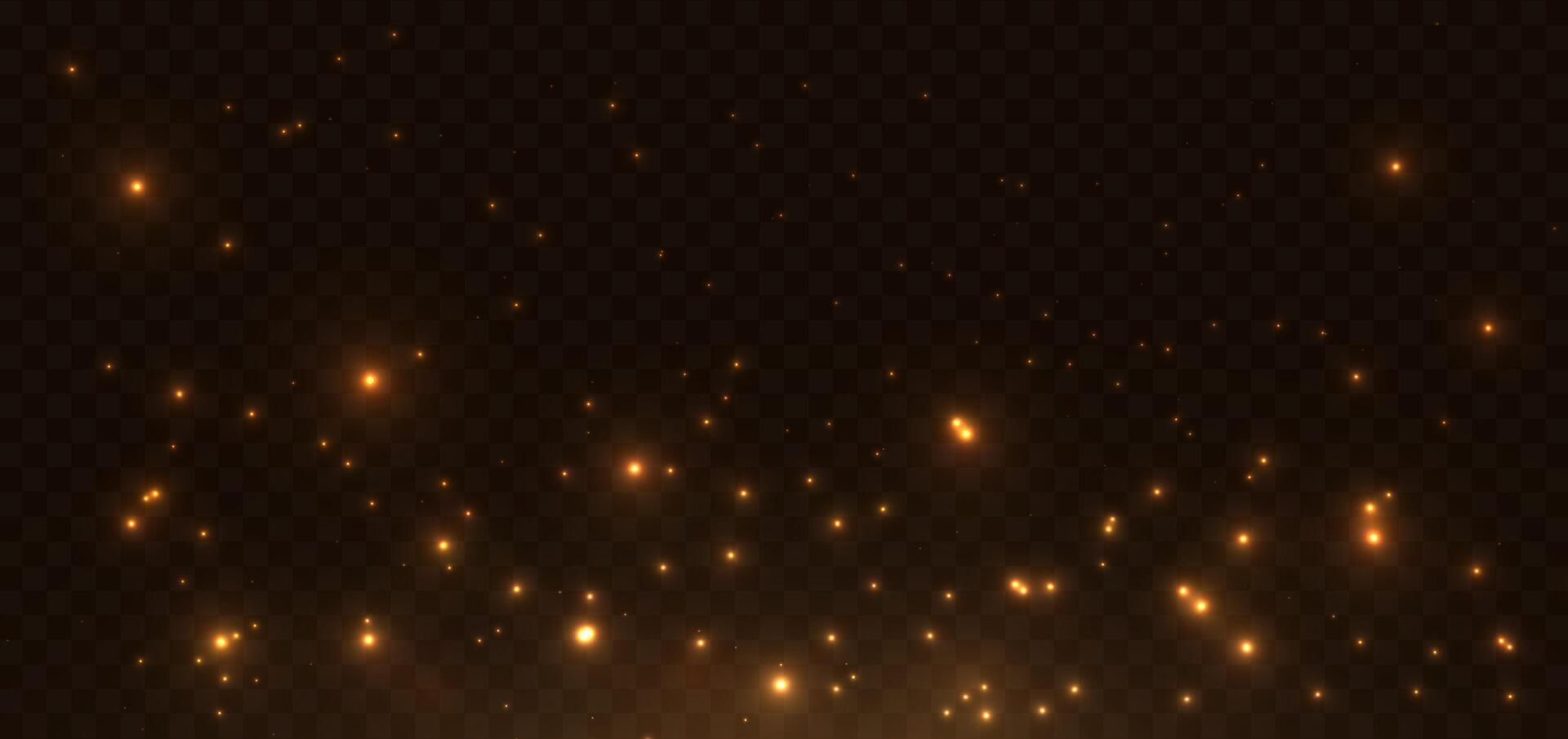 Abstract lighting effect dot neon gold light ray on on dark transparent background. vector