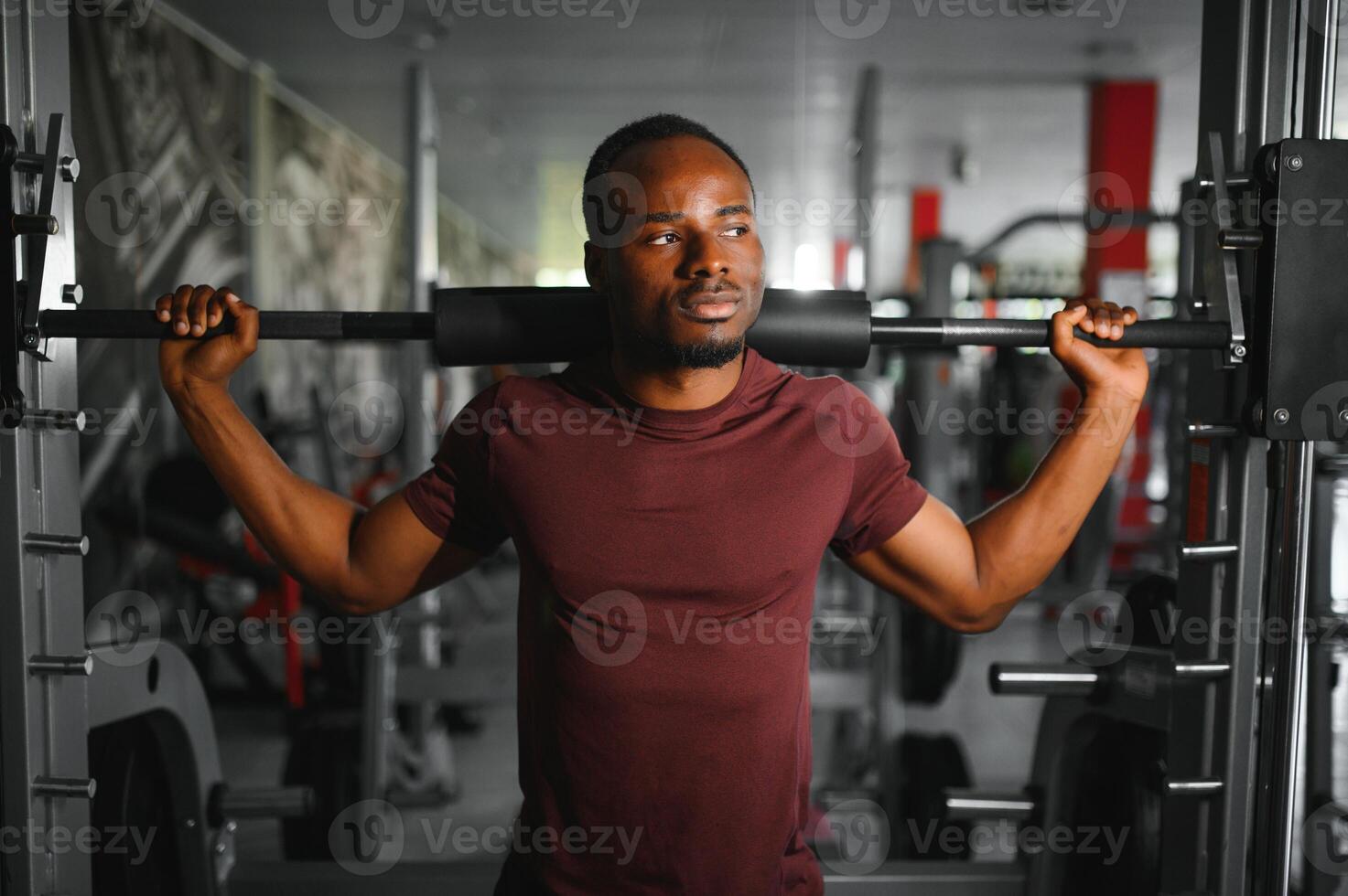 Portrait of male African American athlete on training photo