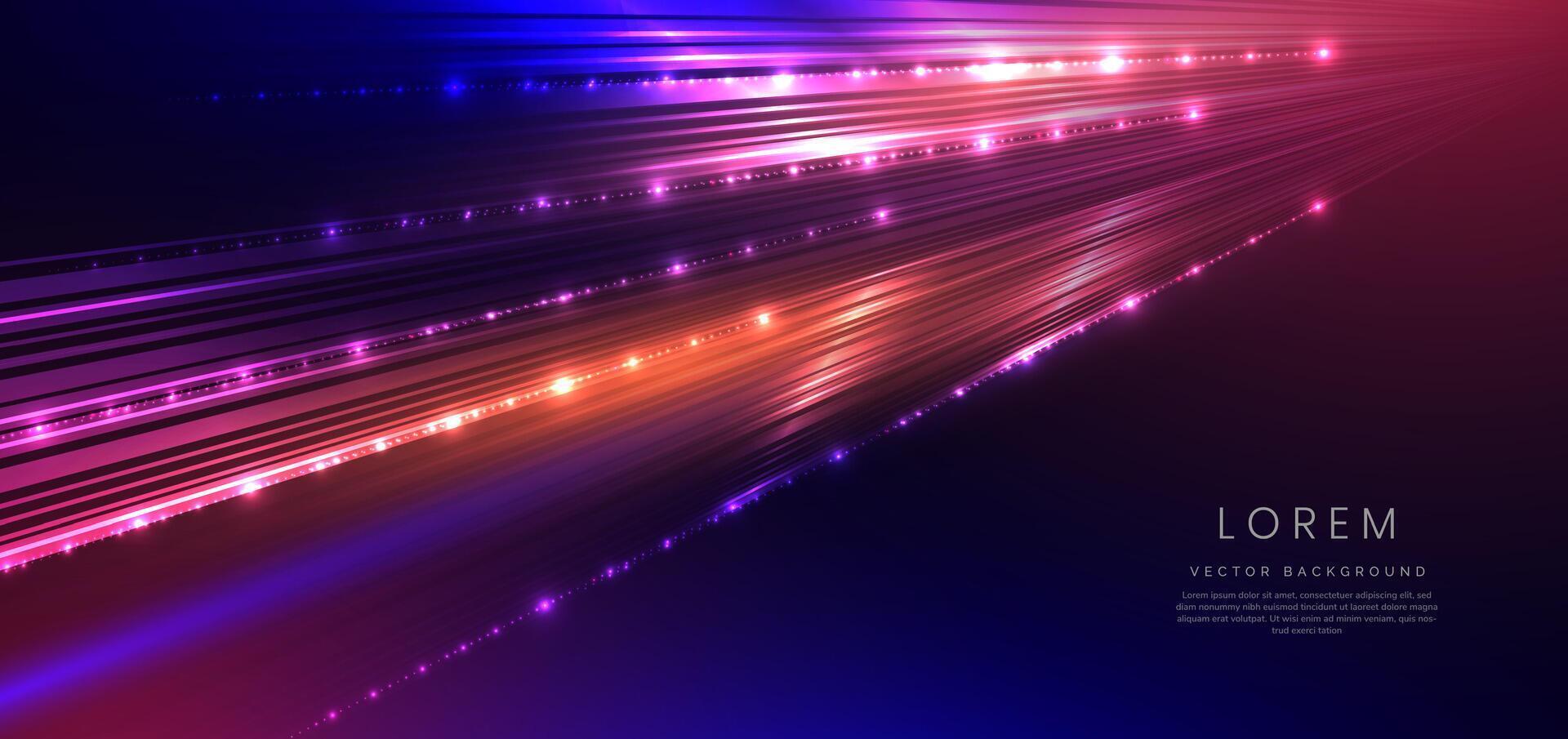 Abstract technology futuristic glowing neon multicolor light ray on dark blue background with lighting effect. vector