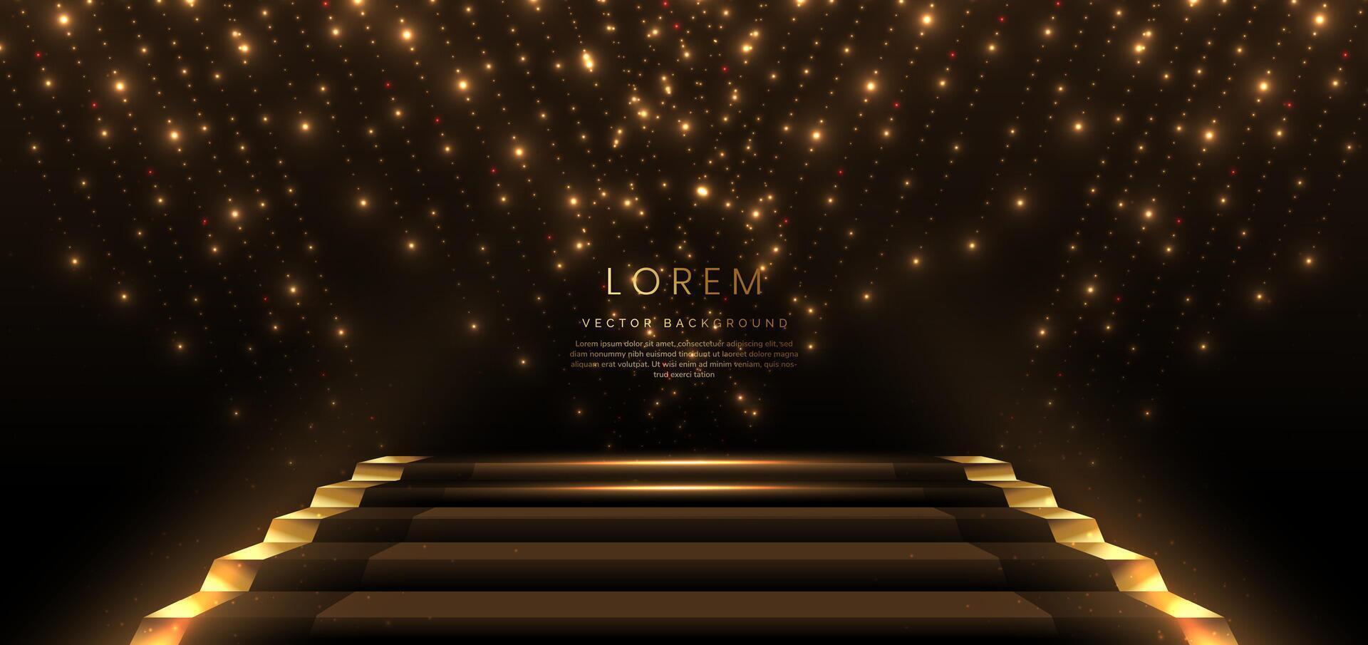 Elegant golden scene dot diagonal glowing with lighting effect sparkle on black background. Template premium award design. vector