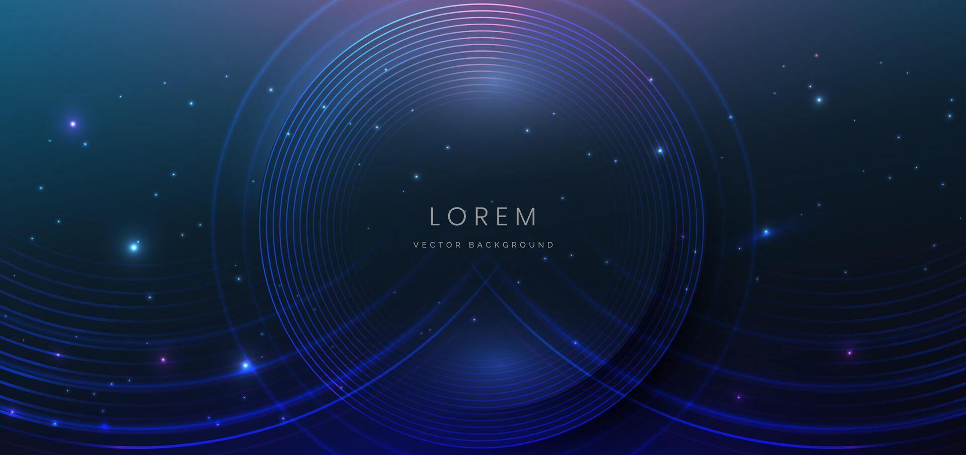 Abstract technology futuristic neon circle with glitter light and glowing effect on dark blue background. vector