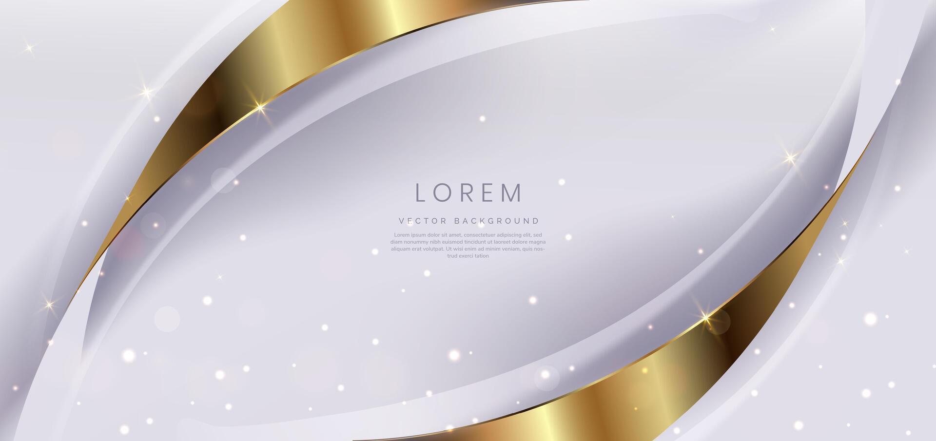 Luxury gold and white curved lines background and lighting effect sparkle. You can use for ad, poster, template, business presentation. vector