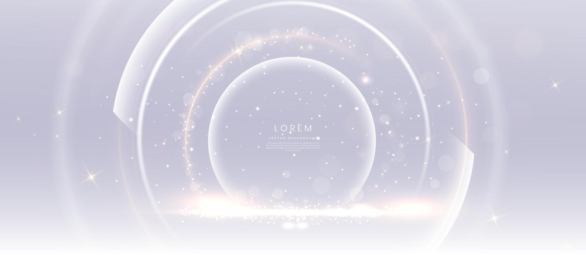 Abstract gold and white circles lines on grey background. with lighting effect sparkle. Template premium award design. vector