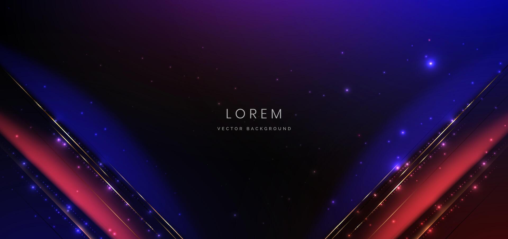 Abstract technology futuristic glowing neon blue and red light ray on dark blue background with lighting effect. vector