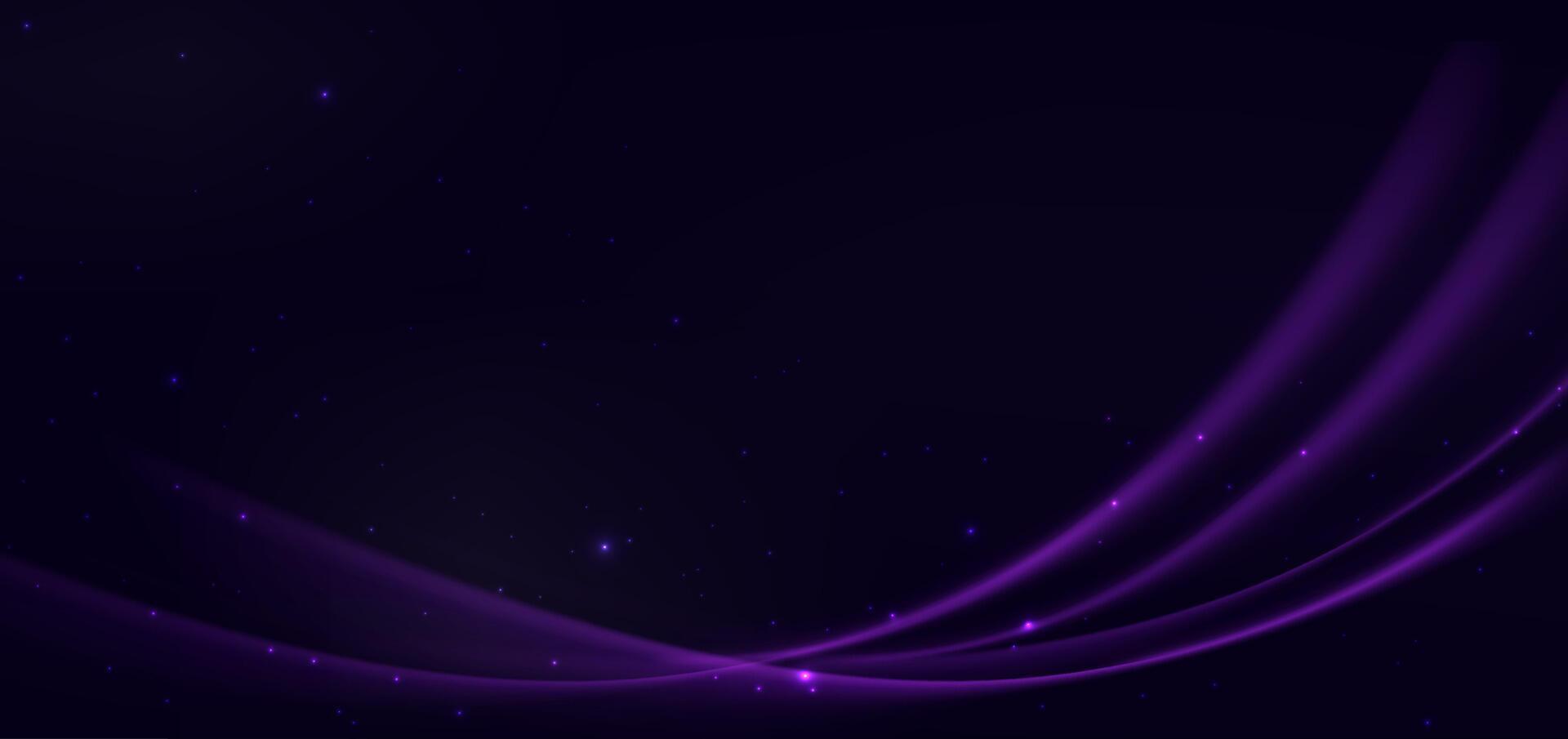Elegant purple curved line on purple background with lighting effect and with copy space for text. Luxury design style. vector