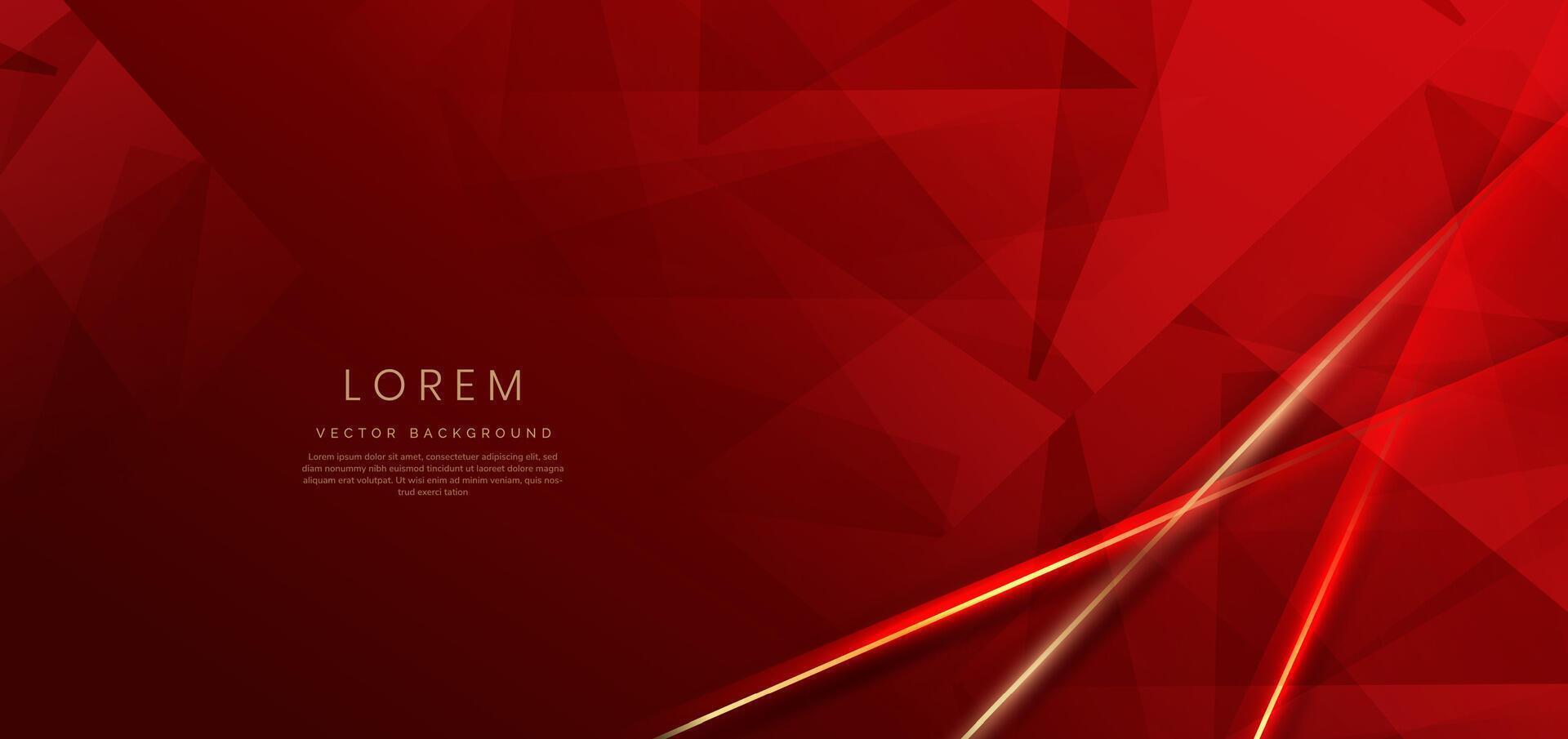 Abstract elegant red background with golden line and lighting effect sparkle. Luxury template award design. vector