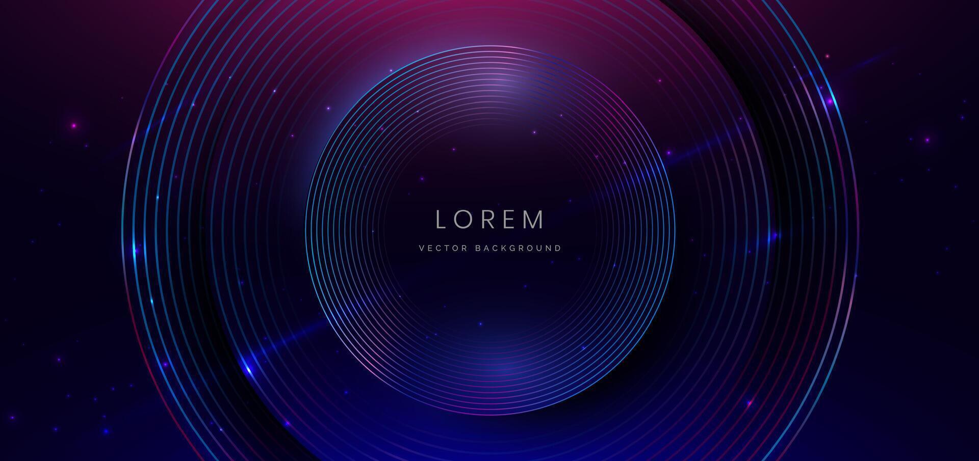 Abstract technology futuristic neon circle with glitter light and glowing effect on dark blue background. vector