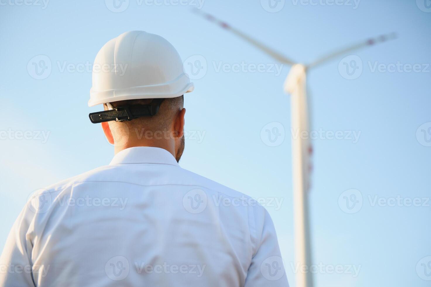 Windmill engineer inspection and progress check wind turbine photo