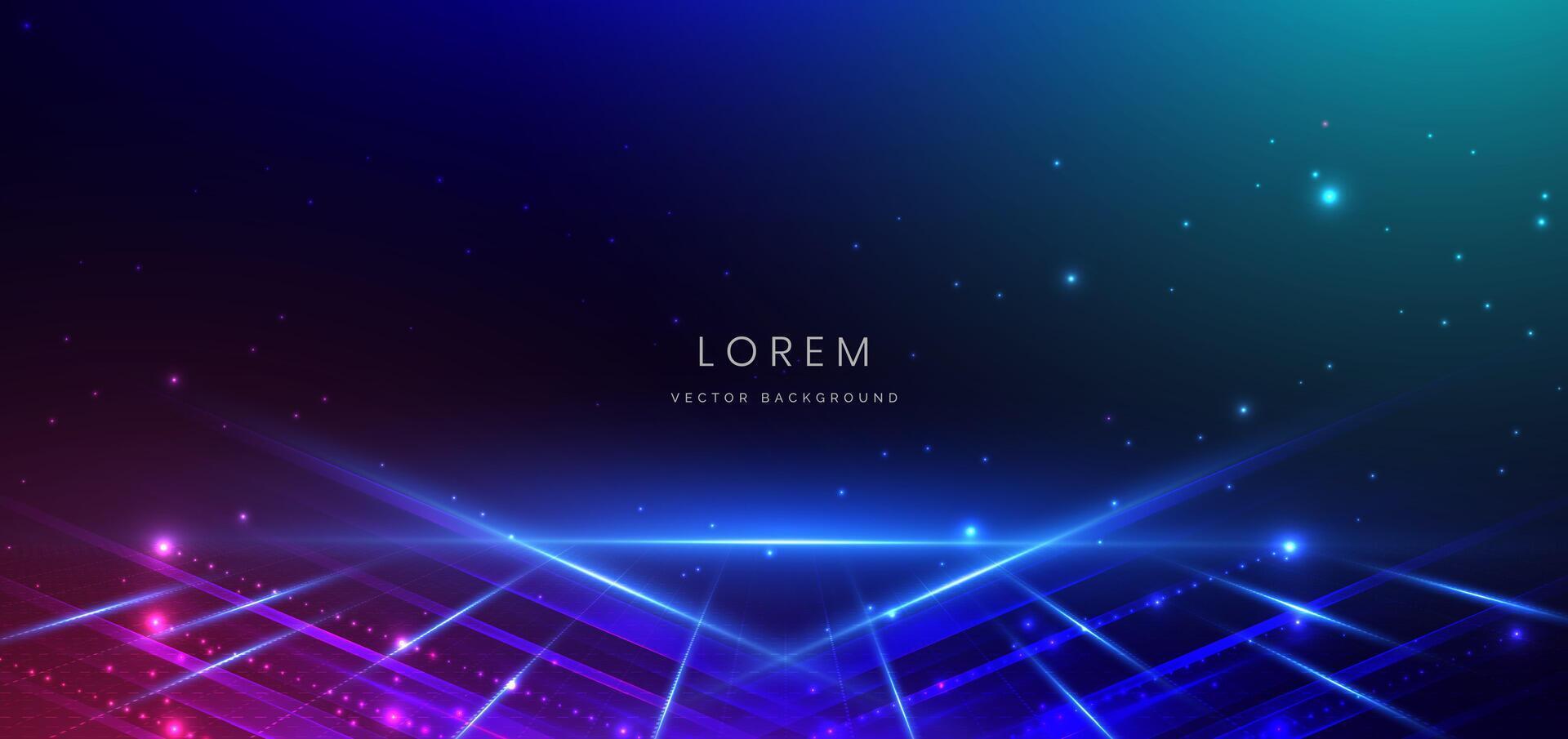 Abstract technology futuristic glowing lines neon blue and pink light ray on dark blue background with lighting effect. vector