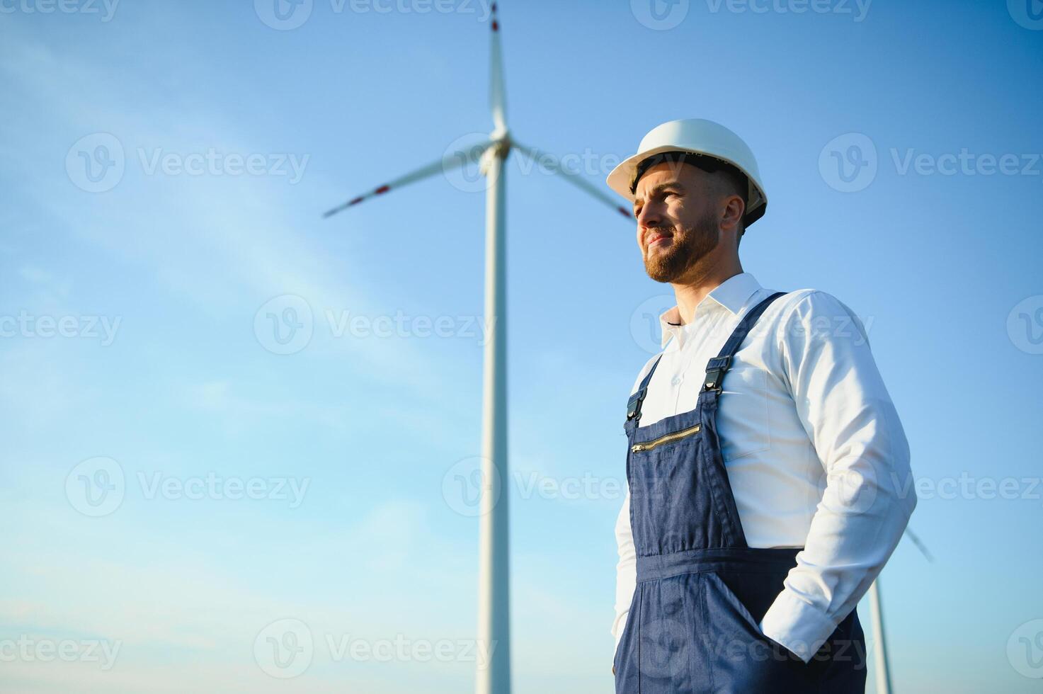 Windmill engineer inspection and progress check wind turbine photo