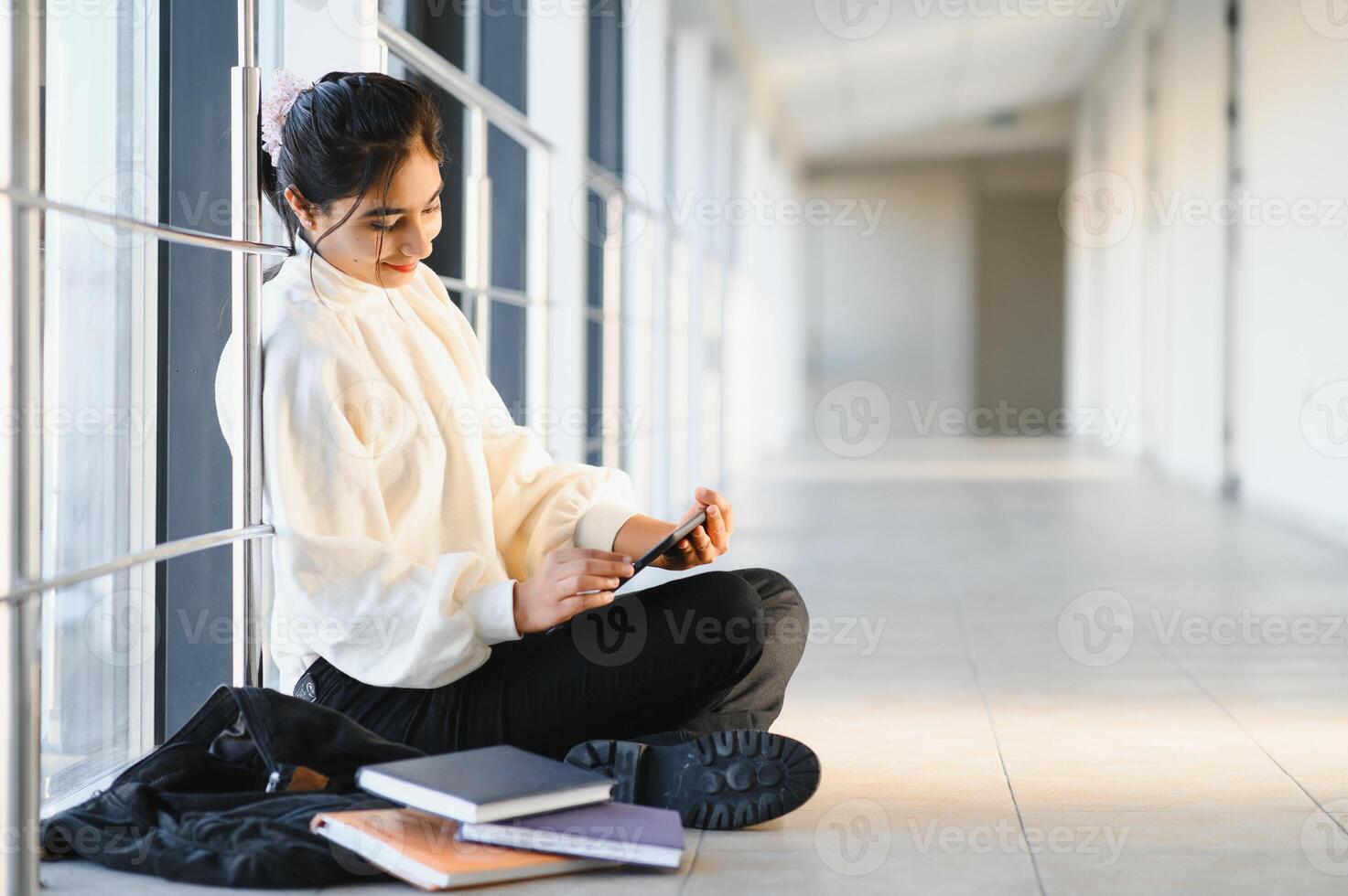 beautiful indian university student. The concept of higher education. photo