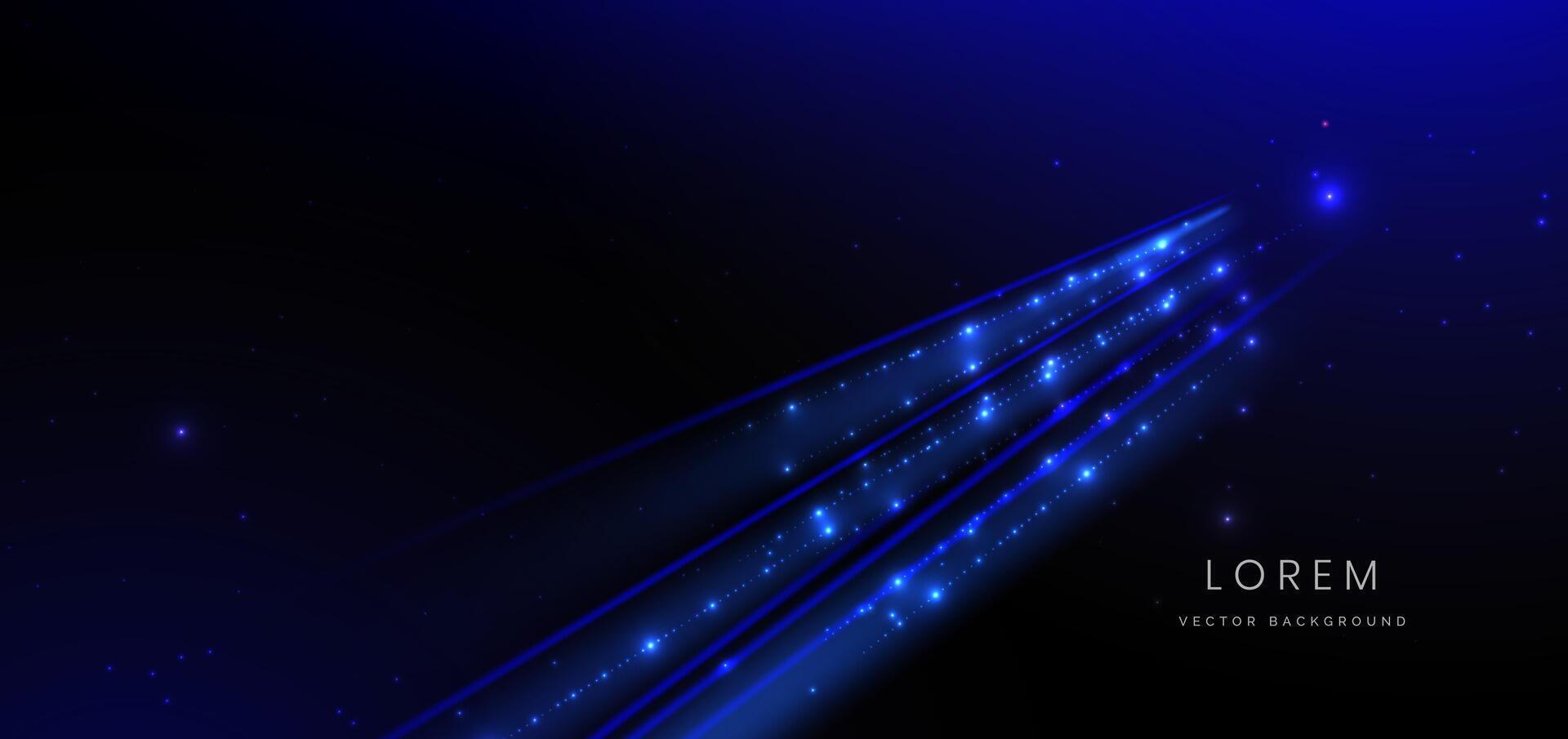 Abstract technology futuristic glowing neon blue light ray on dark blue background with lighting effect. vector