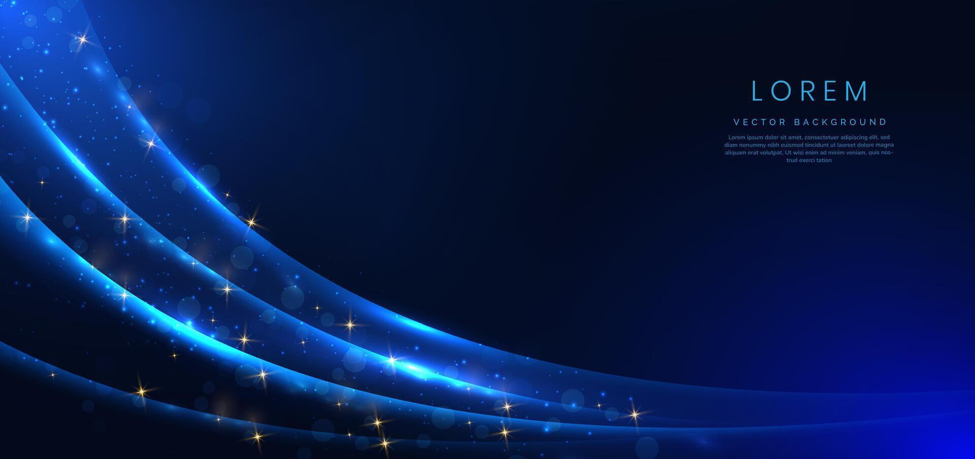 Abstract elegant blue light lines background with lighting effect gold sparkle. Template premium award design. vector