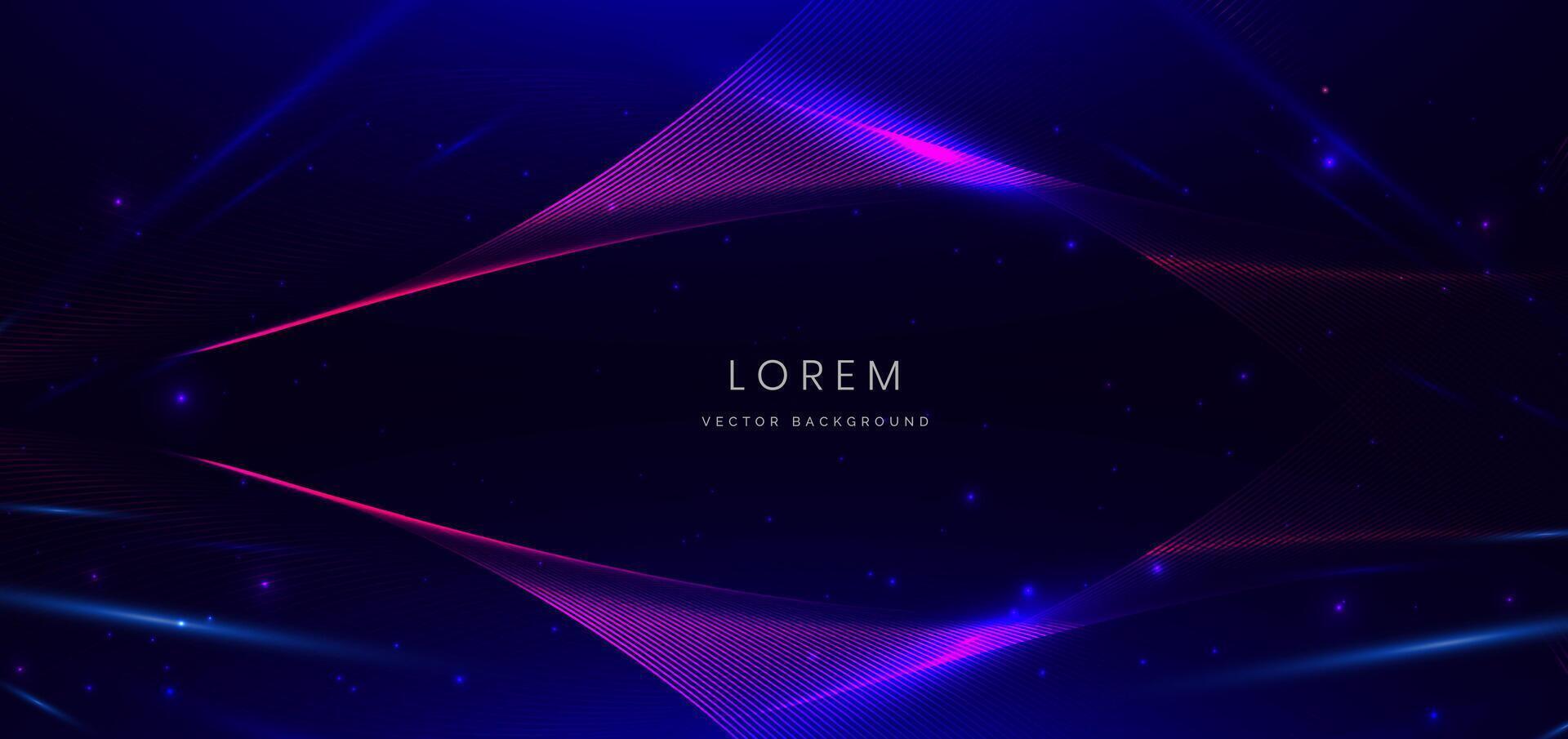 Abstract technology futuristic glowing wave light lines with speed motion movingon dark blue background. vector