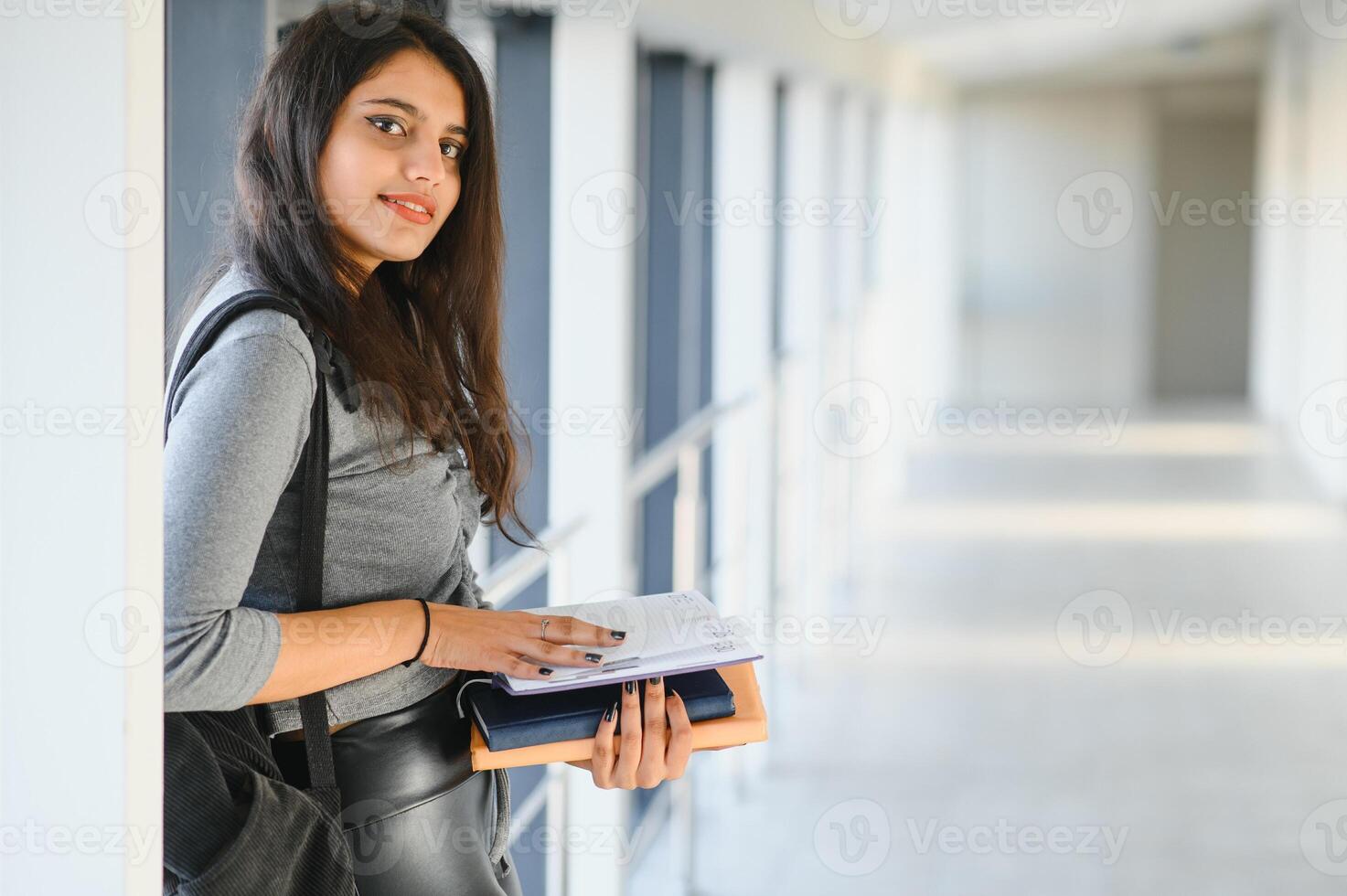 pretty indian college girl at the University. photo