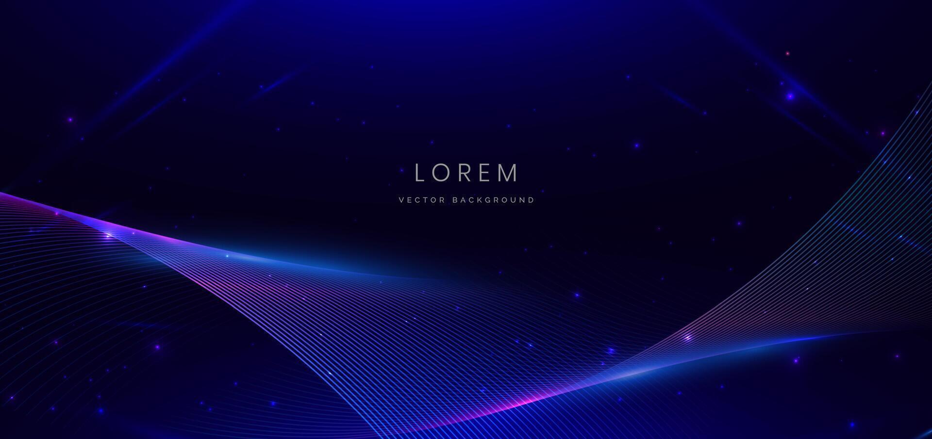 Abstract technology futuristic glowing wave light lines with speed motion movingon dark blue background. vector