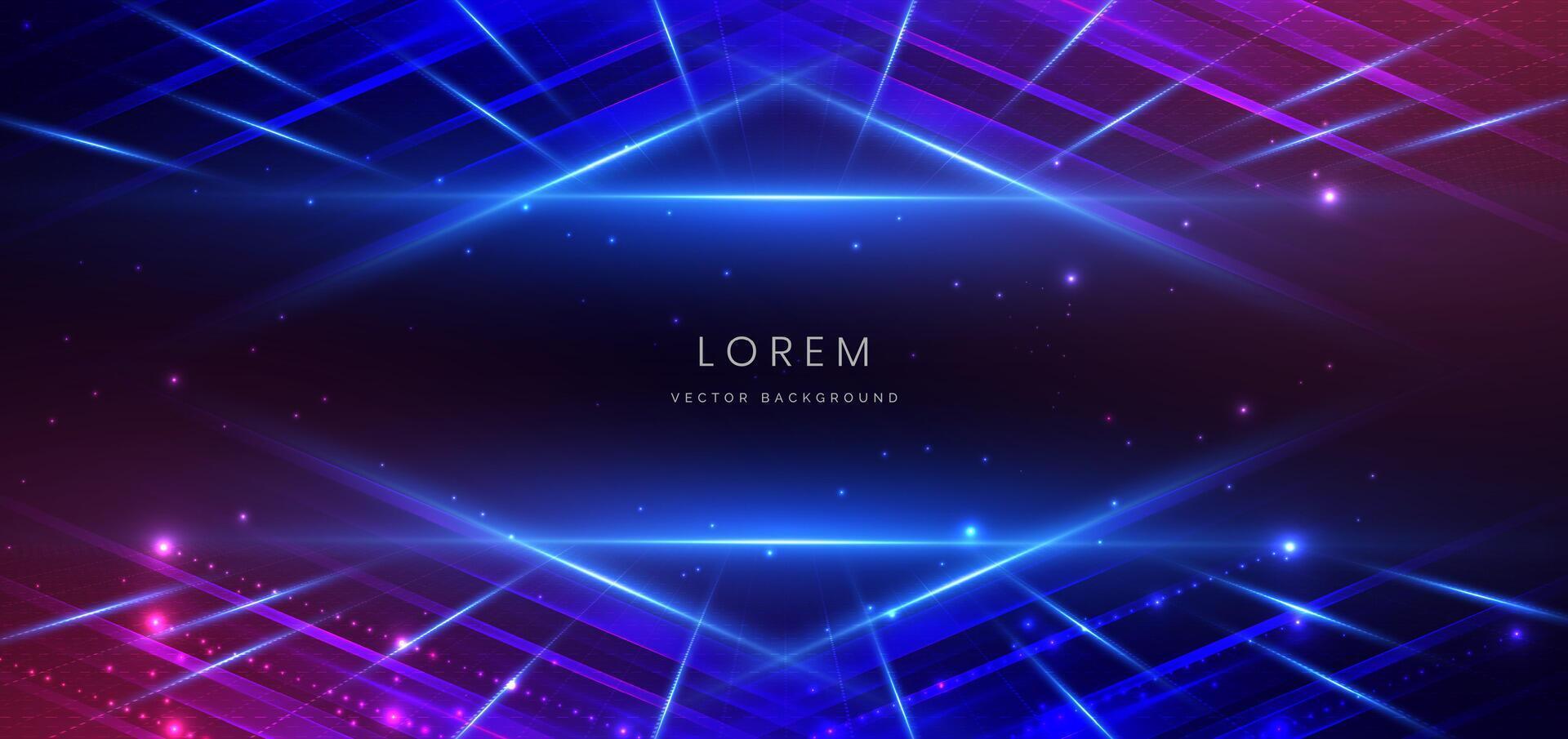 Abstract technology futuristic glowing lines neon blue and red light ray on dark blue background with lighting effect. vector