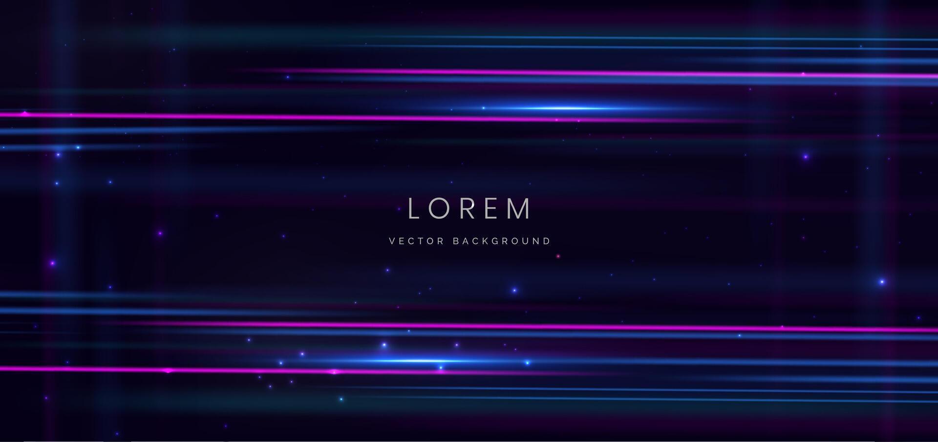 Abstract technology futuristic glowing blue and pink light lines with high-speed effect on dark blue background. vector
