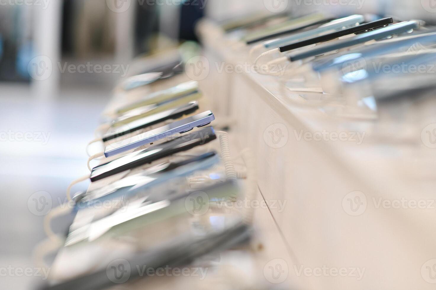 Smartphones in the store. In open access. Phones for sale photo