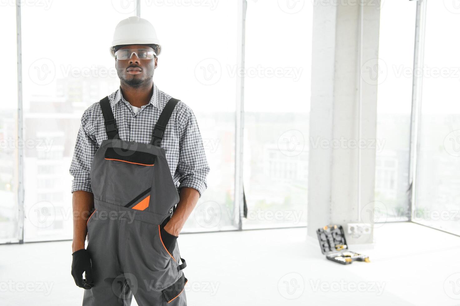 Portrait of a worker in a construction site photo