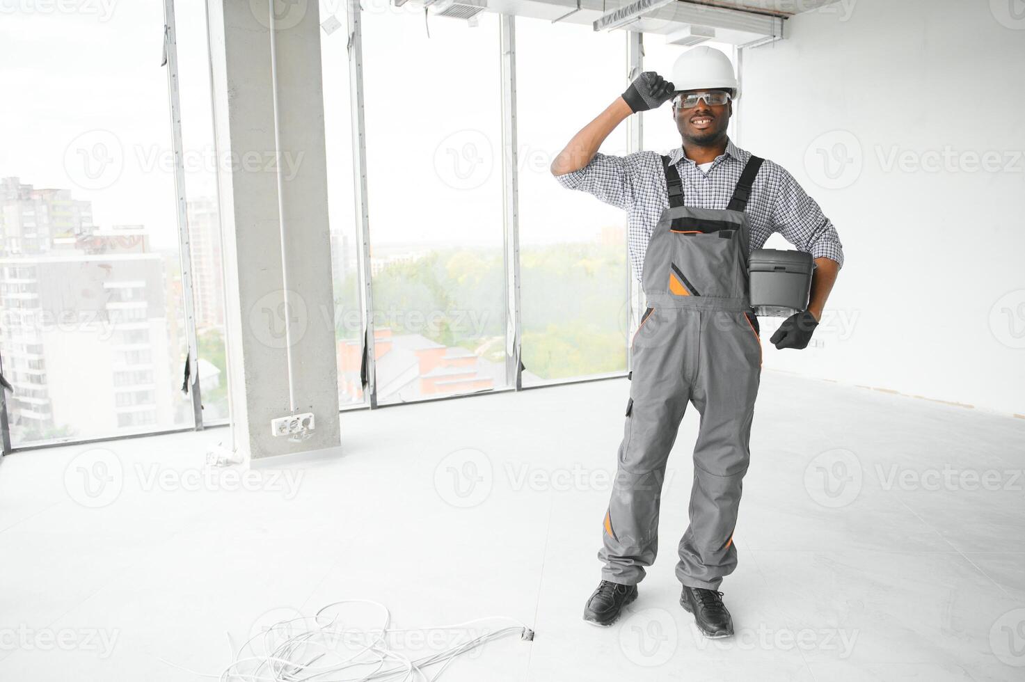 Portrait of a worker in a construction site photo