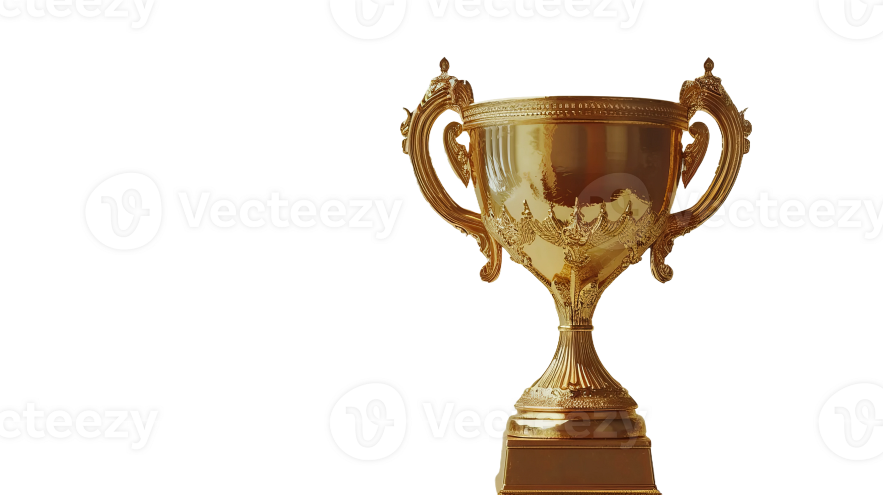 Trophy cup in gold on the transparent background, Format png