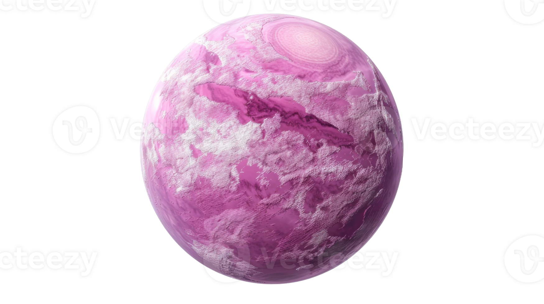 Glossy pink colored planet on the transparent background, Format png