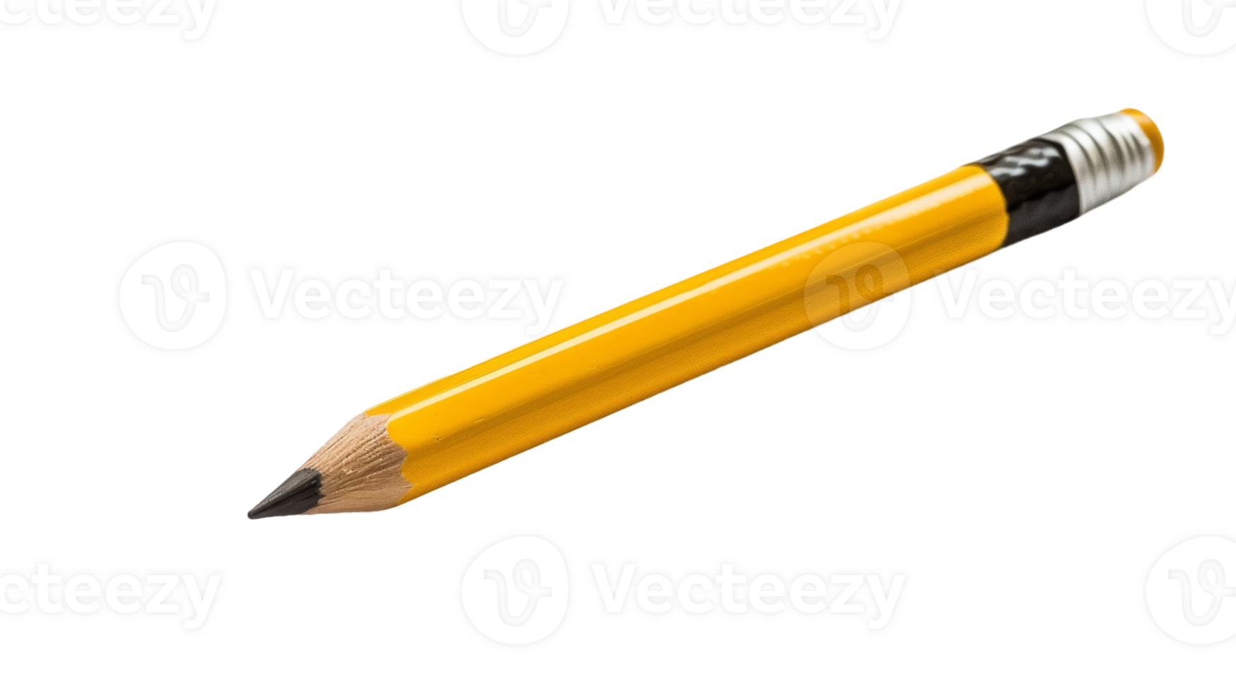 Yellow pencil resting beside a white eraser on the transparent background, Format png