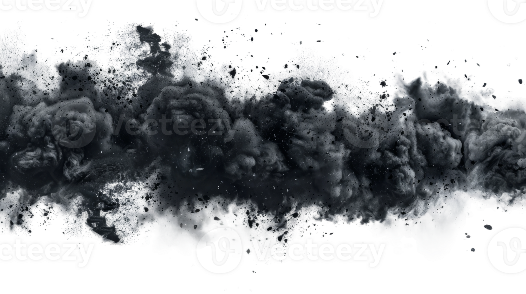Explosion border with dark smoke on the transparent background, Format png
