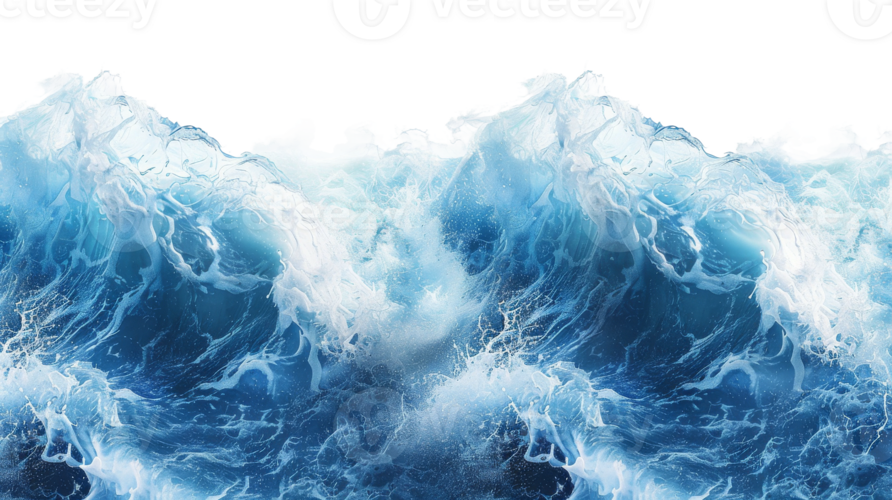 Blue water wave illustration on the transparent background, Format png