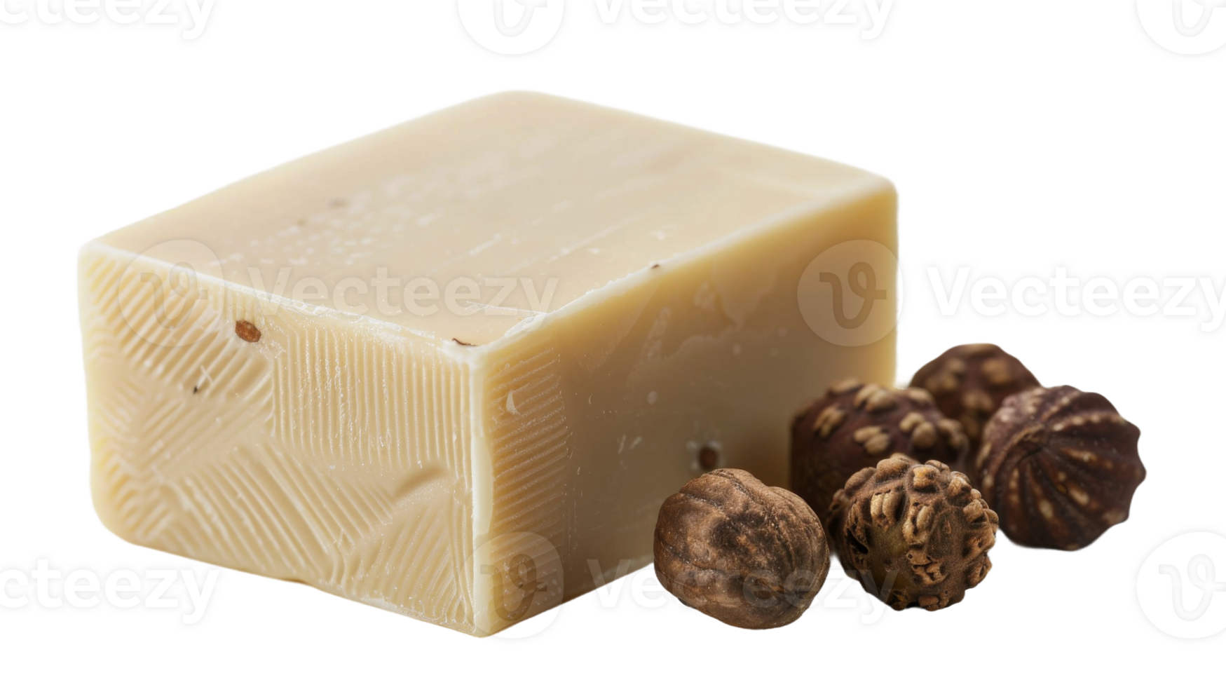 Close-up of a shea butter soap bar on the transparent background, Format png