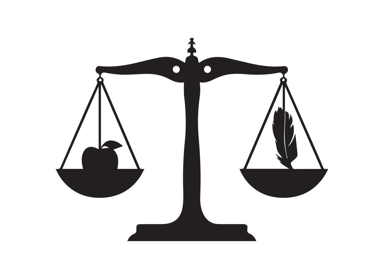 A weight balance scale silhouette on a solid white background. vector
