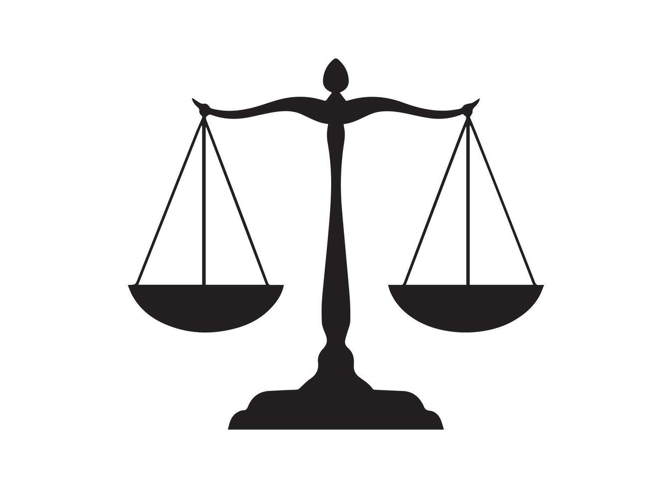 A weight balance scale silhouette on a solid white background. vector