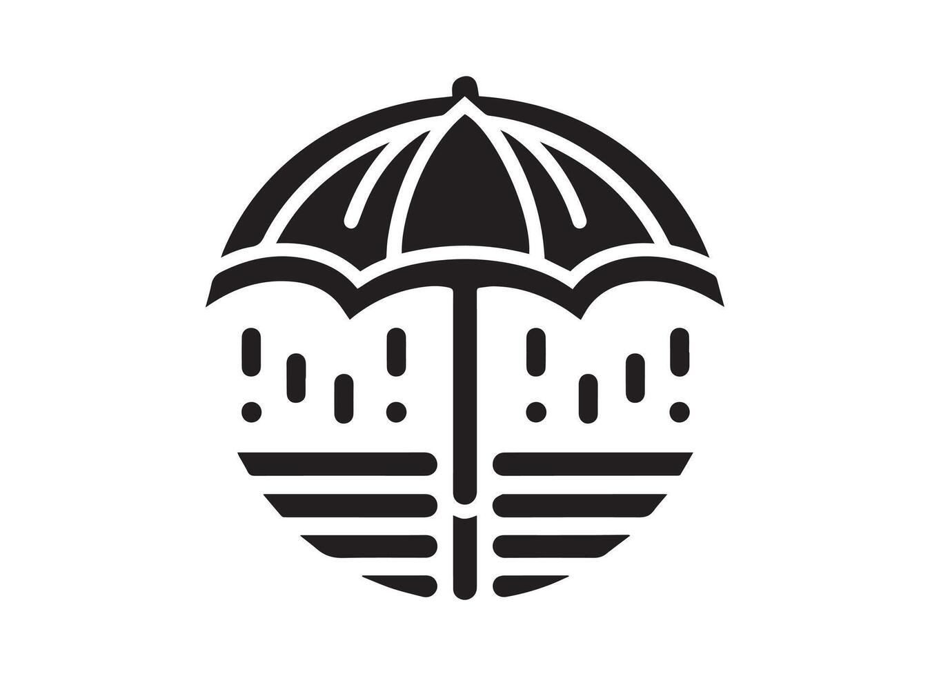 Minimal umbrella icon silhouette, white background vector