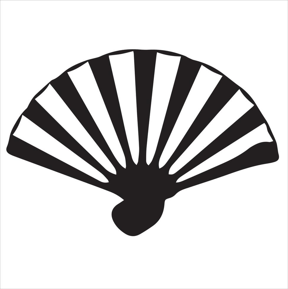 A Hand fan icon with black silhouette and white background vector