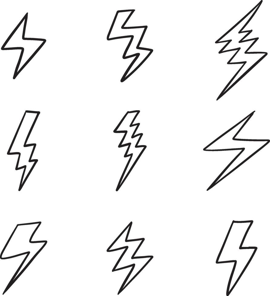 Thunder bolt spark icon collection vector